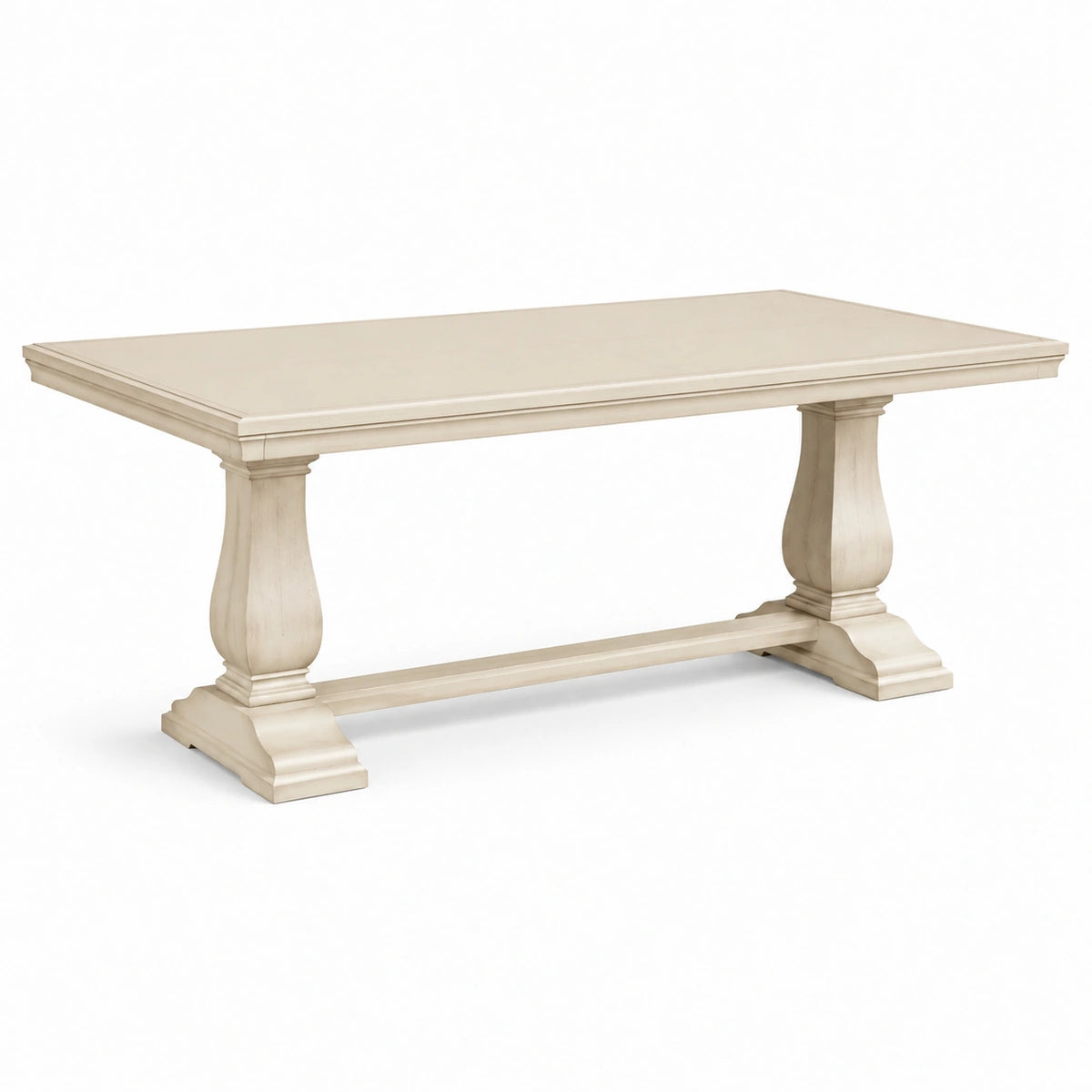 Table à manger rectangulaire en bois beige crème, style classique, 200 x 100 x 76 cm