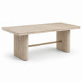 Table à manger rectangulaire en travertin beige avec traverse en métal doré, 180 x 90 x 76 cm