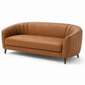 Canapé 3 places en similicuir marron cognac, 190 x 85 x 78 cm, style contemporain