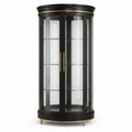 Vitrine contemporaine noire, dorée et transparente à 2 portes, 100 x 45 x 190 cm