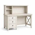 Bureau blanc cassé avec 3 tiroirs et étagères, 120 x 55 x 140 cm, style campagne