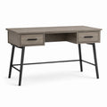 Bureau à 2 tiroirs en bois gris et métal noir, 120 x 50 x 76 cm