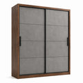 Armoire contemporaine à 2 portes coulissantes, brun, gris et noir, 180 x 60 x 210 cm