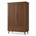 Armoire en bois brun noyer avec 2 portes et 1 tiroir, 110 x 55 x 190 cm