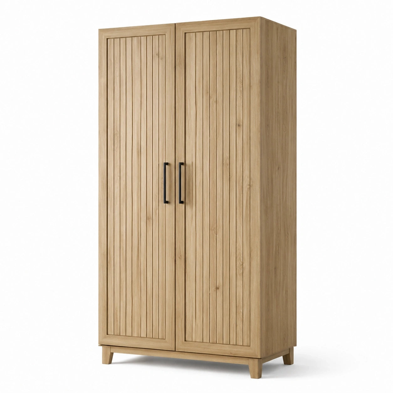 Armoire à 2 portes en bois marron clair et noir, 100 x 55 x 190 cm