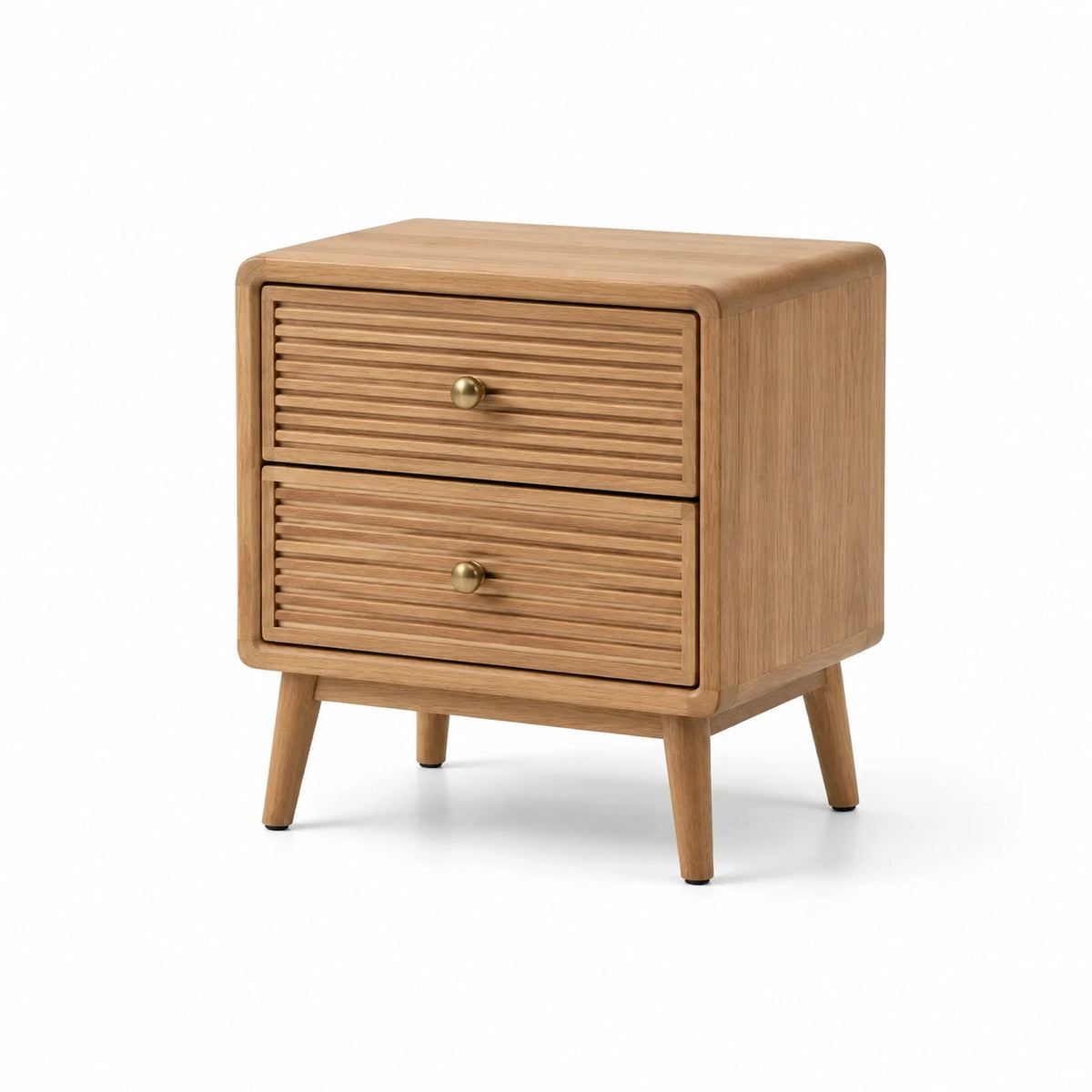 Table de chevet en bois naturel à 2 tiroirs, 50 x 40 x 60 cm, style rétro