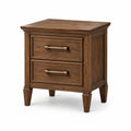 Table de chevet en bois brun foncé à 2 tiroirs, 55 x 45 x 65 cm, style classique