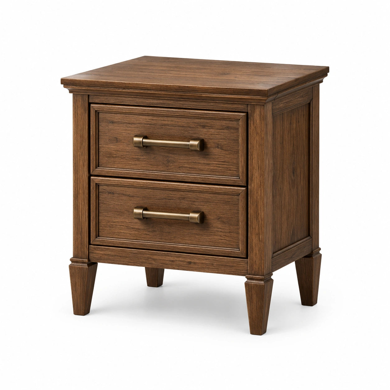 Table de chevet en bois brun foncé à 2 tiroirs, 55 x 45 x 65 cm, style classique