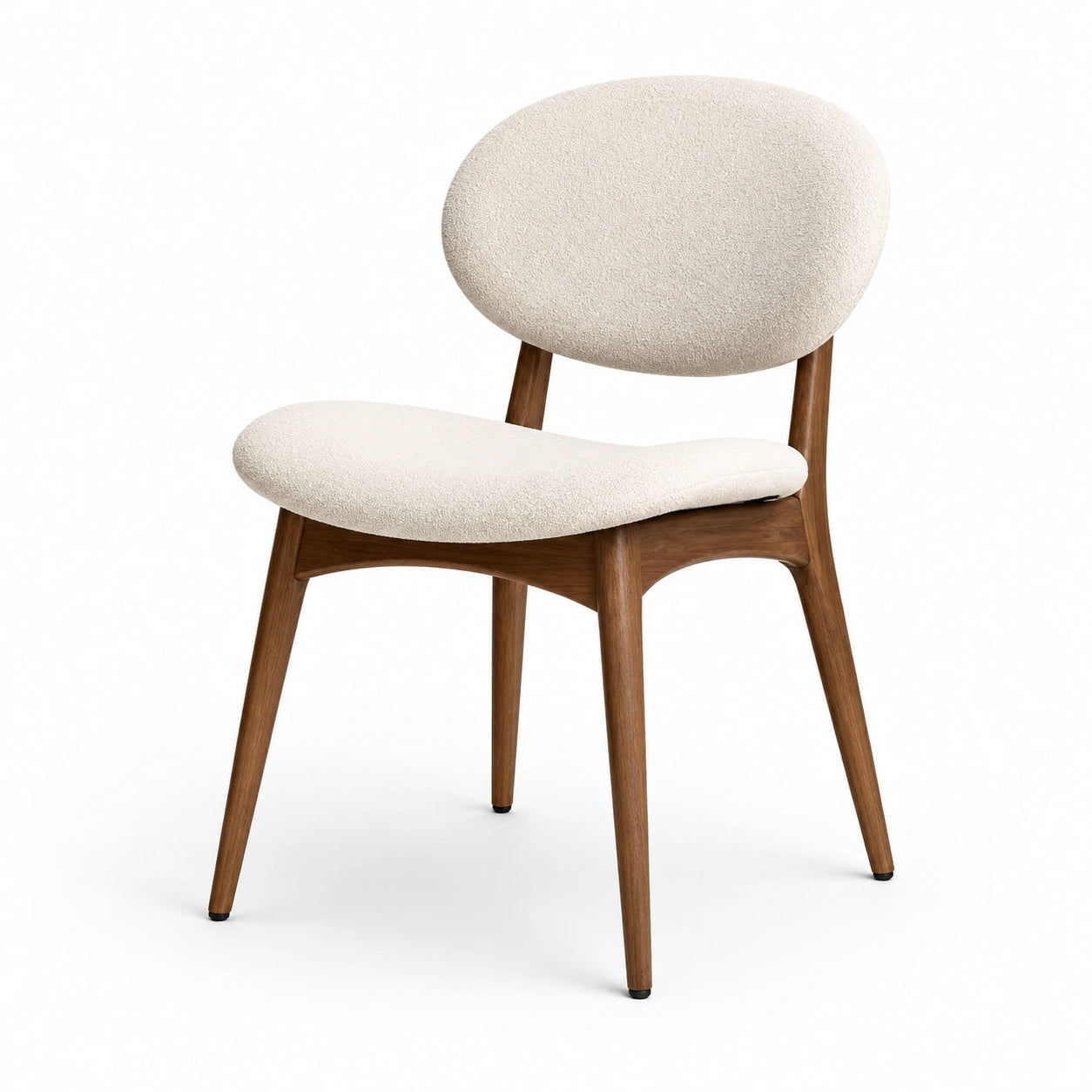 Chaise en tissu bouclé écru et bois brun, 52 x 55 x 80 cm, style contemporain